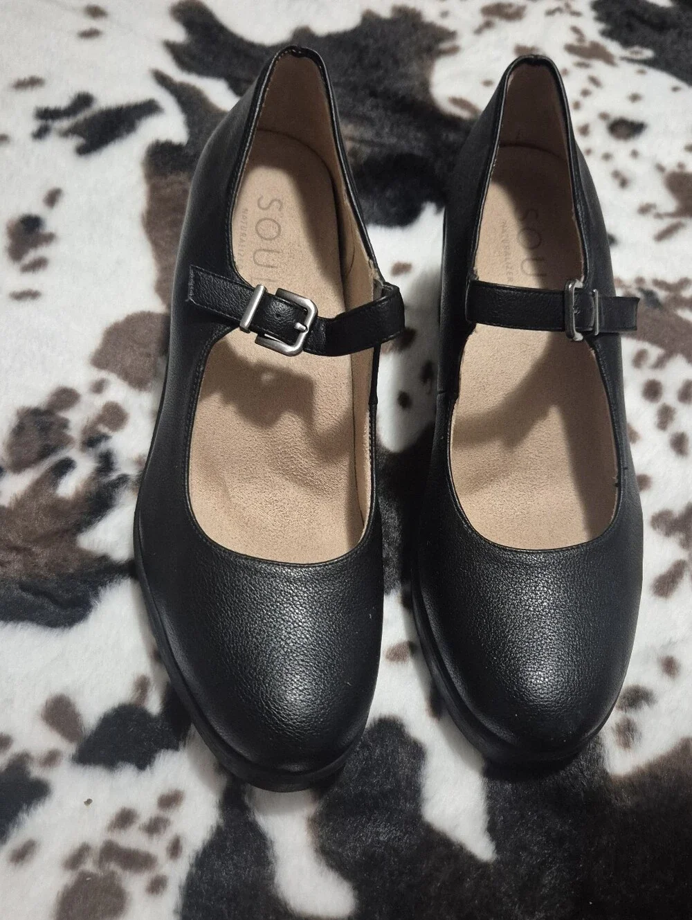 SOUL Naturalizer Black Mary Jane Wedge Heels..Size:10W